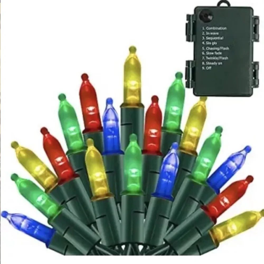 Multi-Colored Battery Operated Christmas Lights 50 LED 16FT Waterproof String...